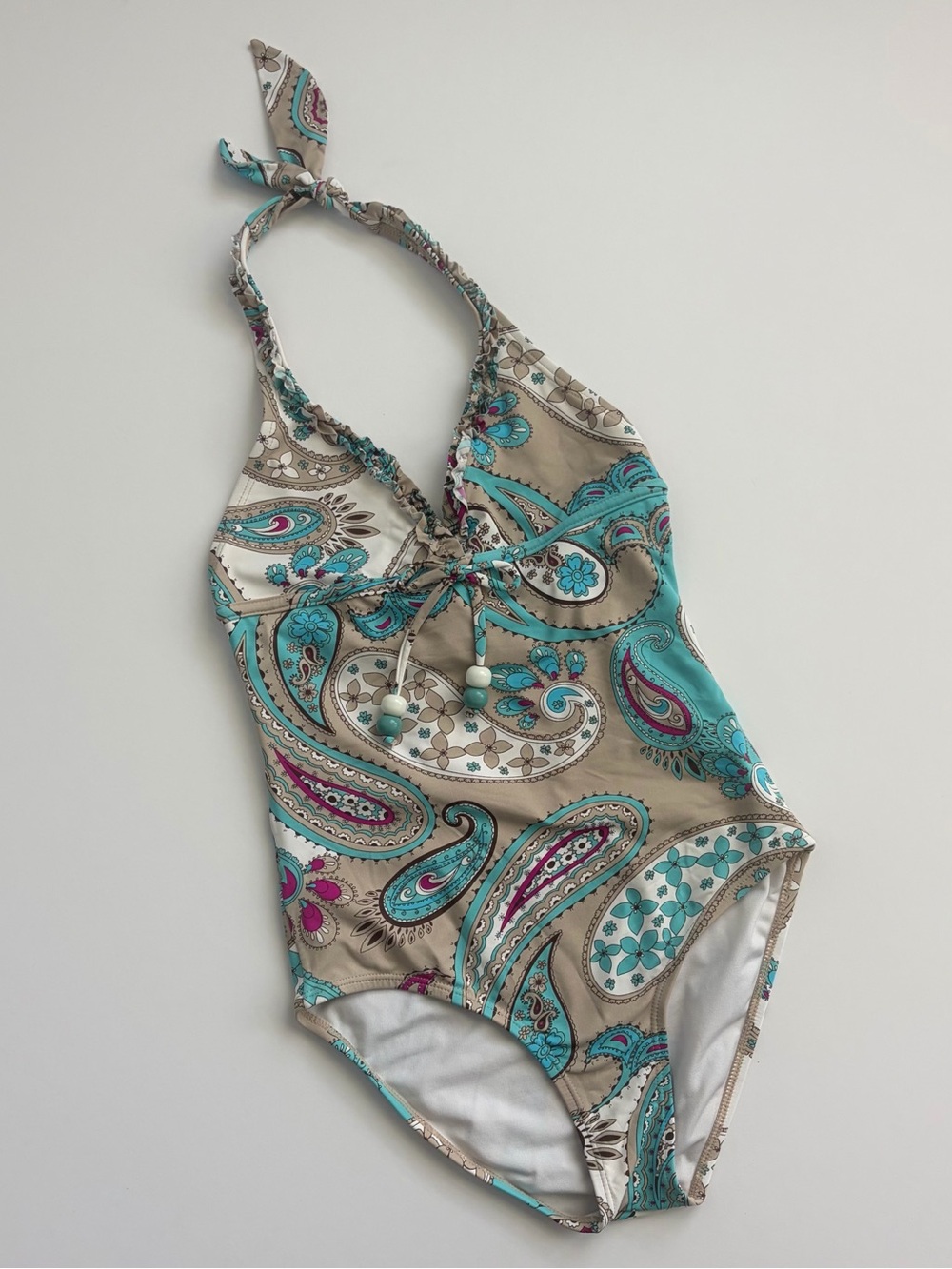 Girls Size 14 Turquoise Paisley One-Piece Swimsuit